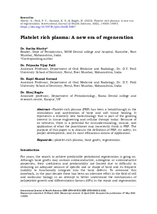 (PDF) Platelet rich plasma