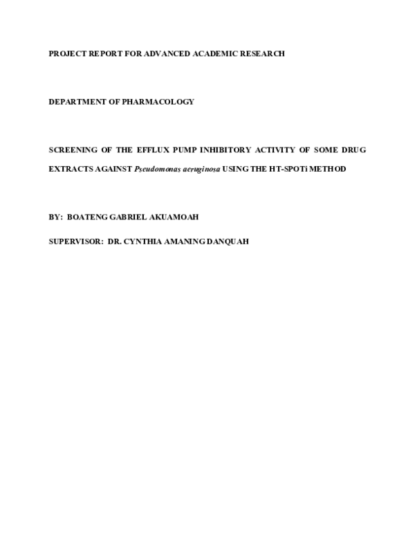 (PDF) SCREENING OF THE EFFLUX PUMP INHIBITORY ACTIVITY OF SOME DRUG ...
