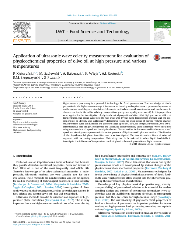 (PDF) Application of ultrasonic wave celerity measurement for ...