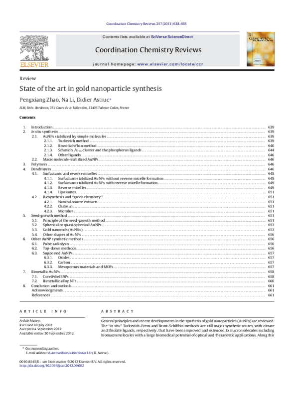 (PDF) State of the art in gold nanoparticle synthesis