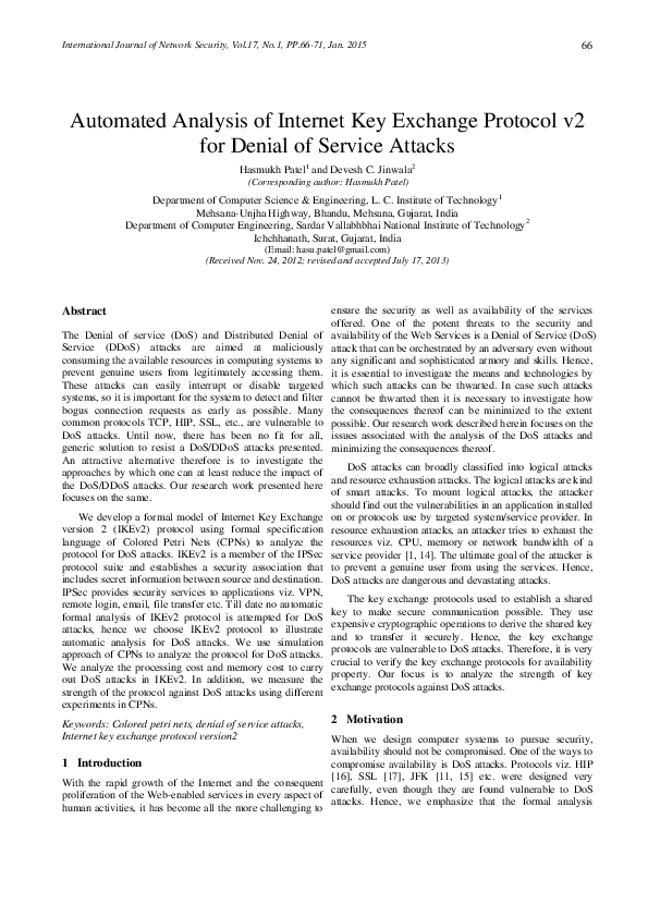 (PDF) Automated Analysis of Internet Key Exchange Protocol v2 for ...