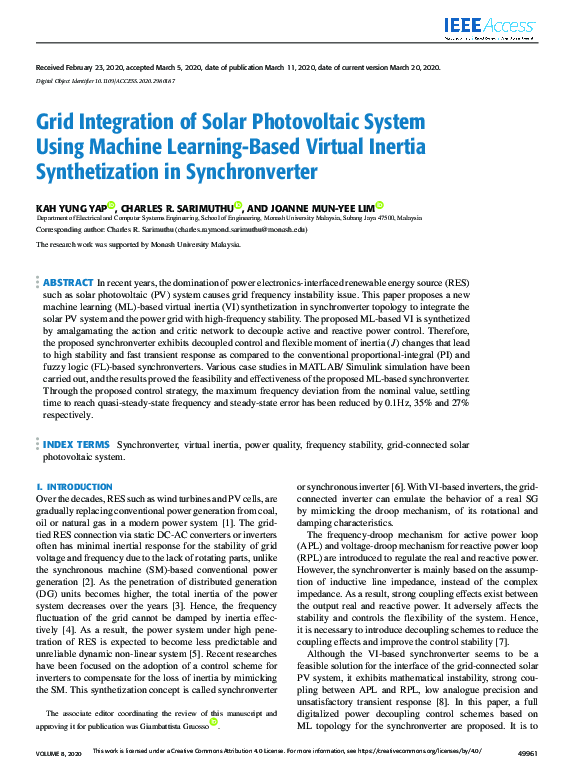 (PDF) Grid Integration of Solar Photovoltaic System Using Machine ...
