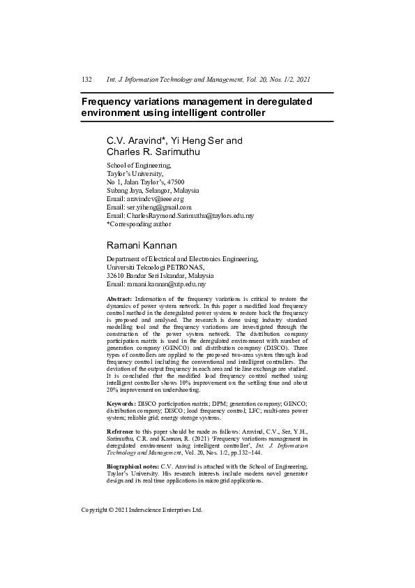 (PDF) Frequency variations management in deregulated environment using ...