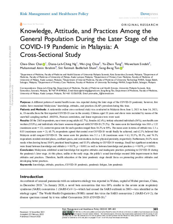 (PDF) Knowledge, Attitude, and Practices Among the General Population ...