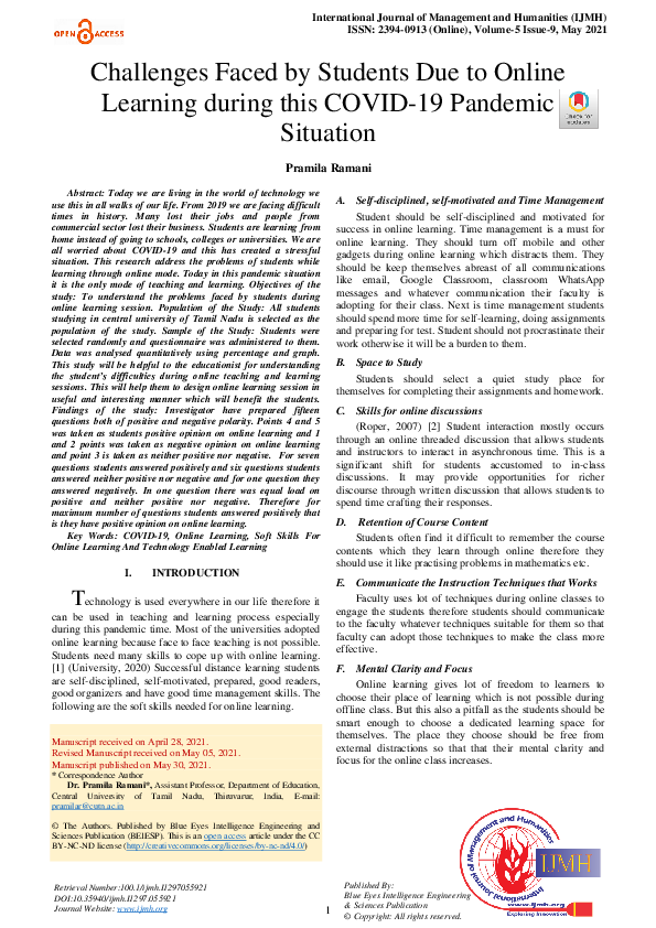 (PDF) Challenges Faced by Students Due to Online Learning during this ...