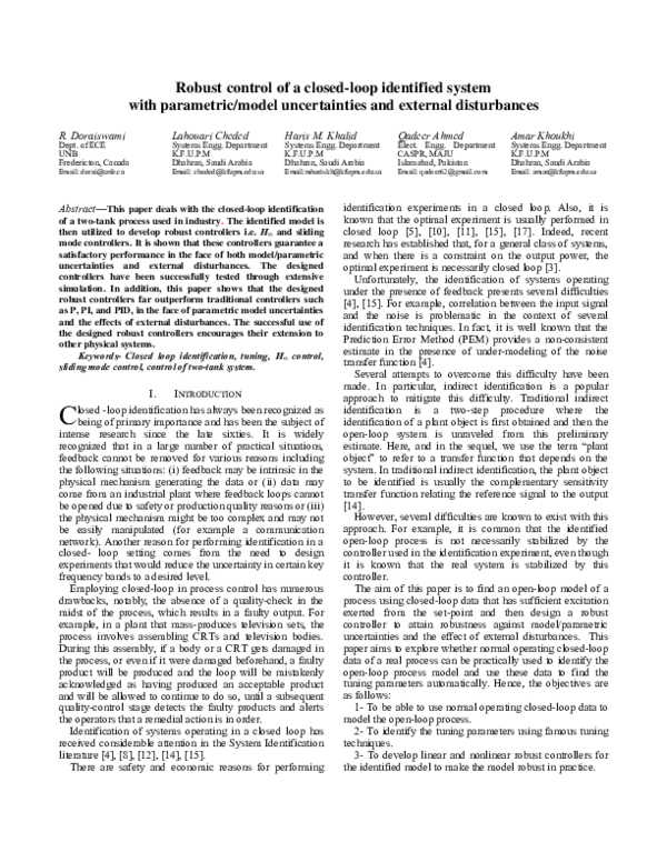 (PDF) Robust Control of a Closed-Loop Identified System with Parametric ...