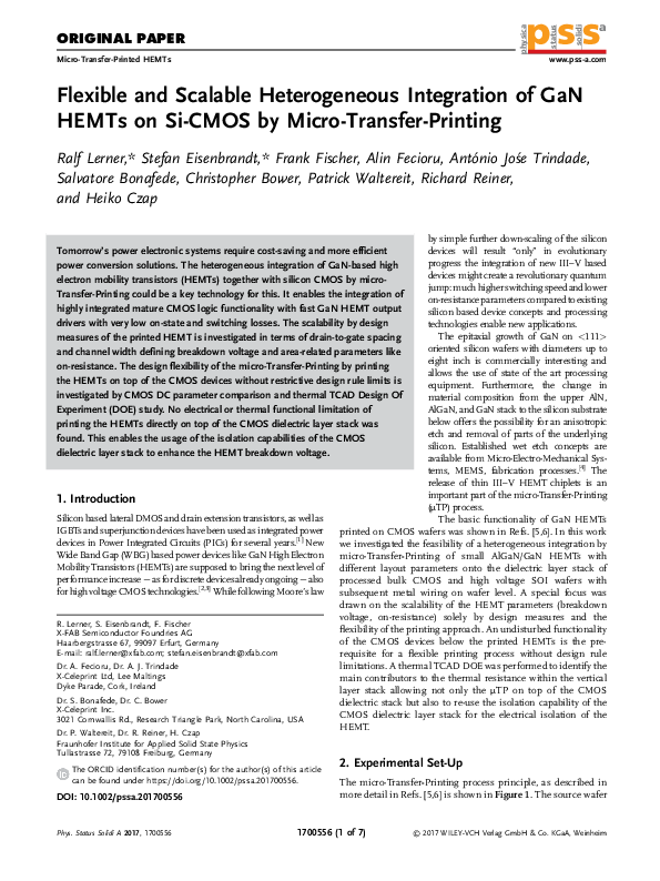 (PDF) Flexible and Scalable Heterogeneous Integration of GaN HEMTs on ...