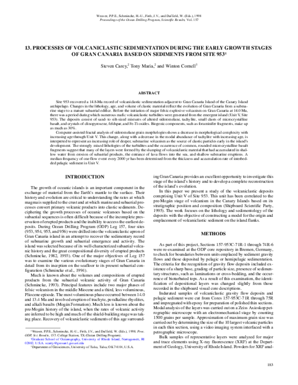 (PDF) Processes of volcaniclastic sedimentation during the early growth ...