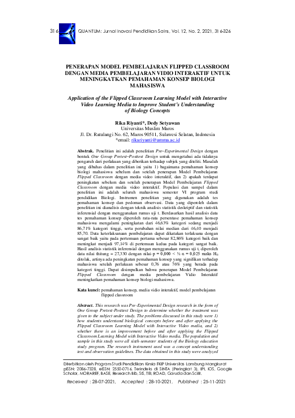 Pdf Penerapan Model Pembelajaran Flipped Classroom Dengan Media