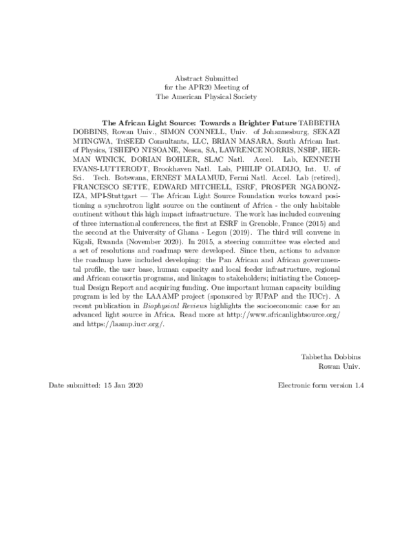 (PDF) The African Light Source Towards a Brighter Future Philip