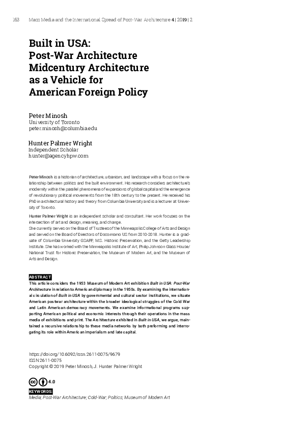 (PDF) Built in USA: Post-War Architecture-Midcentury Architecture as a ...