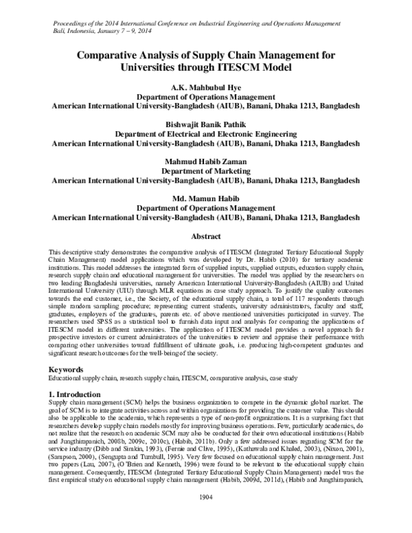 (PDF) Comparative Analysis of Supply Chain Management