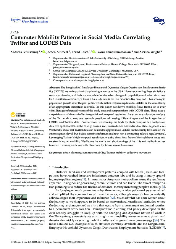 (PDF) Commuter Mobility Patterns in Social Media: Correlating Twitter ...