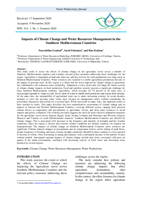 (PDF) Impacts of Climate Change and Water Resources Management in the ...