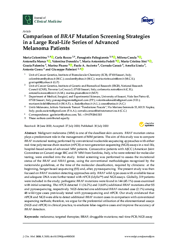 (PDF) Comparison of BRAF Mutation Screening Strategies in a Large Real