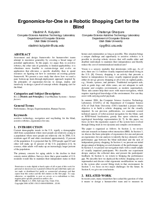 (PDF) Ergonomics-for-one in a robotic shopping cart for the blind