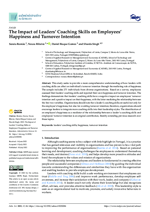 (PDF) The Impact of Leaders’ Coaching Skills on Employees’ Happiness ...