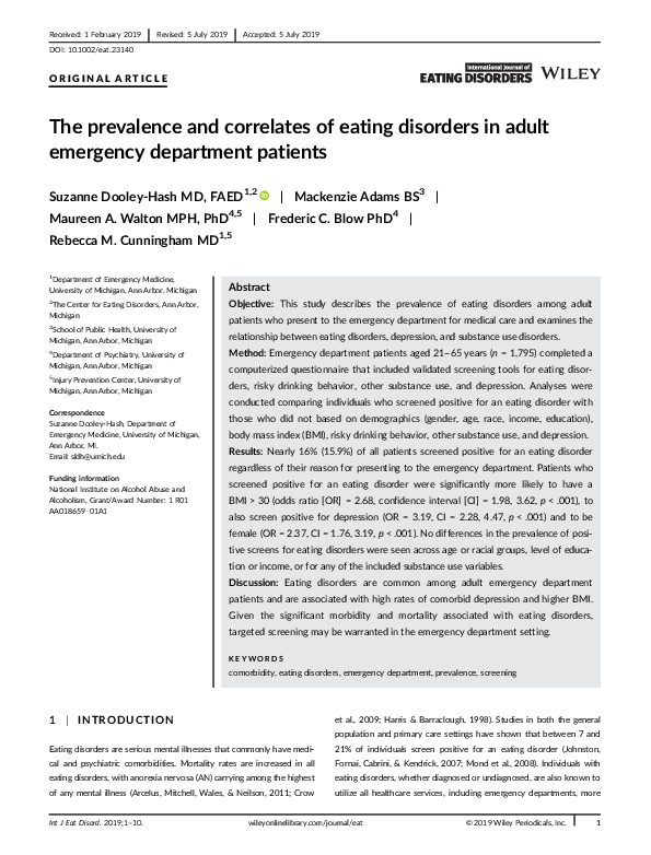 (PDF) The Prevalence and Correlates of Eating Disorders in the National ...
