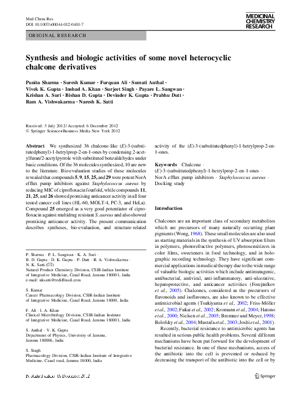 (PDF) Synthesis and biologic activities of some novel heterocyclic ...