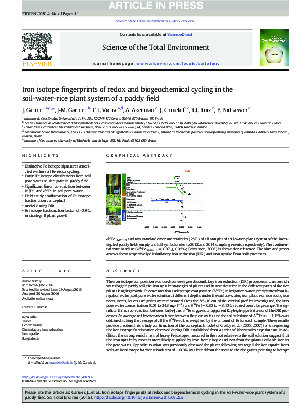 (PDF) Iron isotope fingerprints of redox and biogeochemical cycling in ...