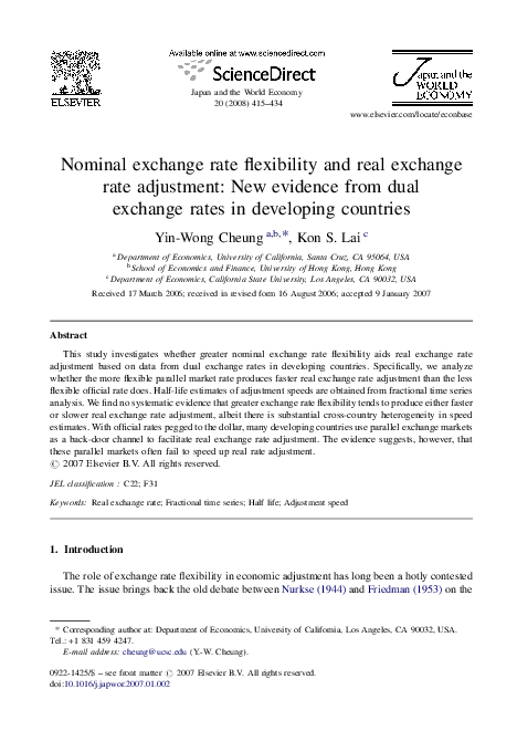 (PDF) Nominal exchange rate flexibility and real exchange rate ...