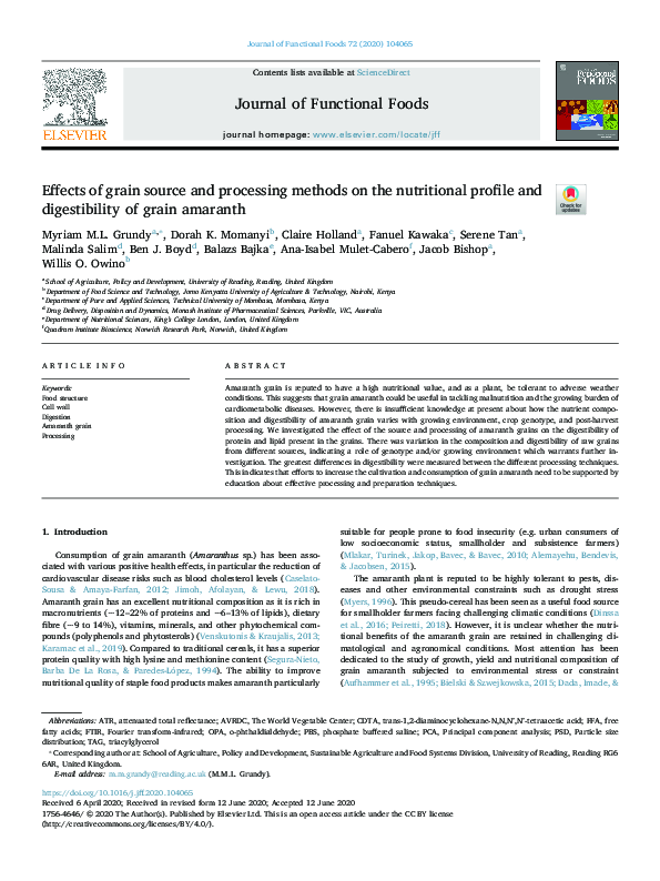 (PDF) Effects of grain source and processing methods on the nutritional ...