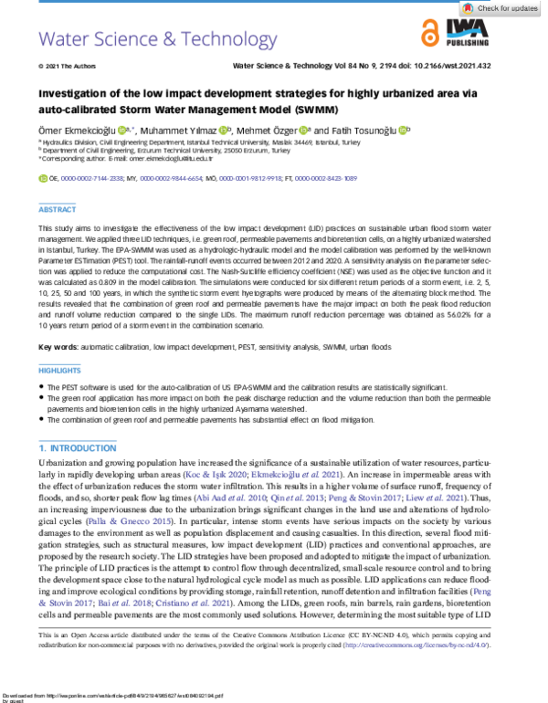 (PDF) Investigation of the low impact development strategies for highly ...