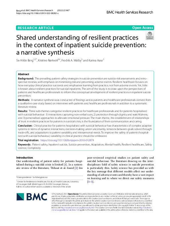 (PDF) Shared understanding of resilient practices in the context of ...
