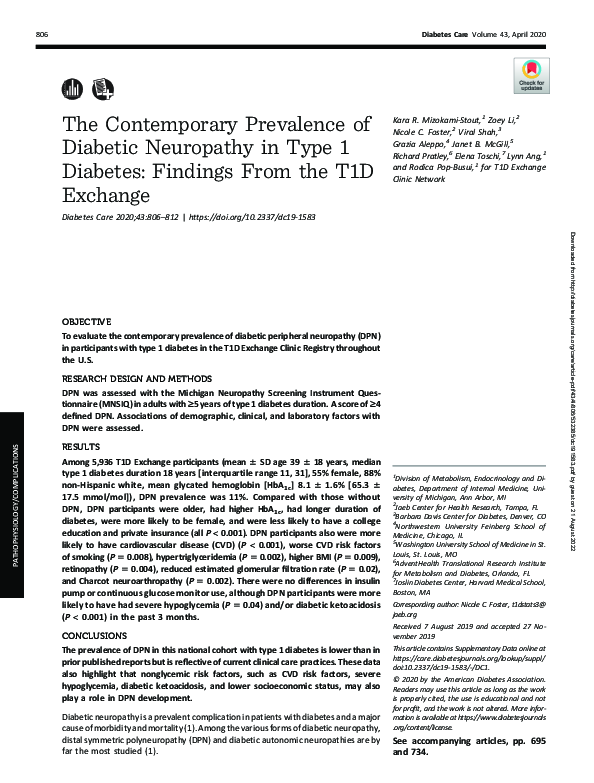 (PDF) The Contemporary Prevalence of Diabetic Neuropathy in Type 1 ...