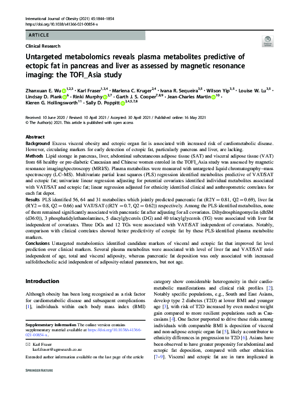 (PDF) Untargeted metabolomics reveals plasma metabolites predictive of ...