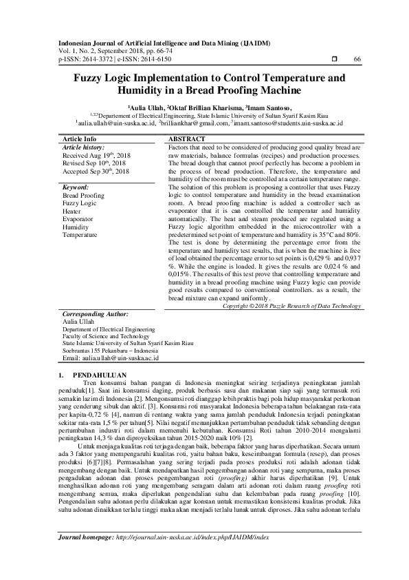 (PDF) Fuzzy Logic Implementation to Control Temperature and Humidity in