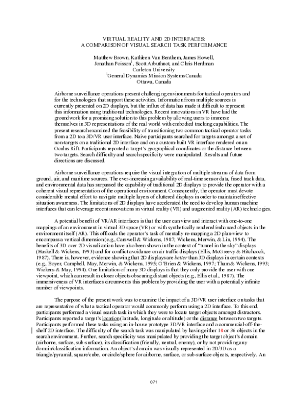 (PDF) Virtual Reality and 2D Interfaces: A Comparison of Visual Search ...