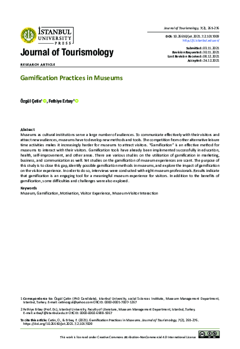 (PDF) Gamification Practices in Museums