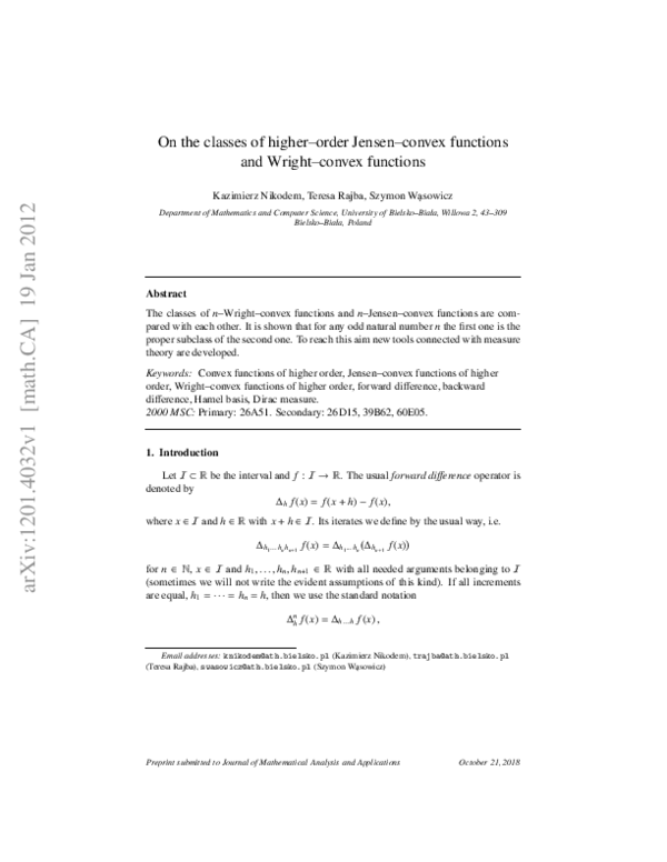 (PDF) On the classes of higher-order Jensen-convex functions and Wright ...