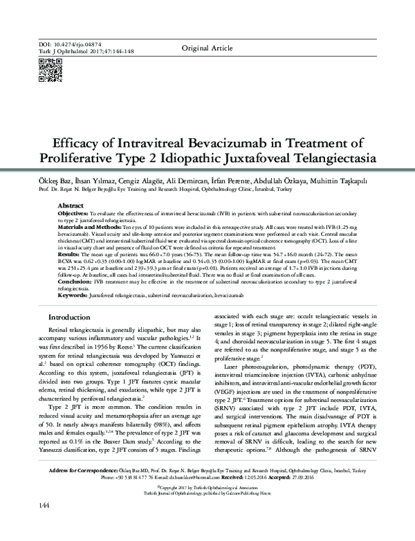 (PDF) Efficacy of Intravitreal Bevacizumab in Treatment of ...