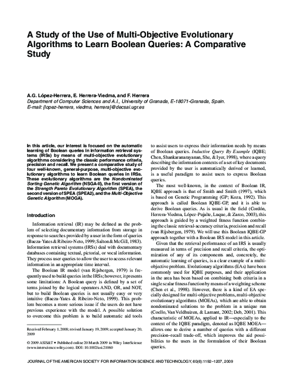 (PDF) A study of the use of multi-objective evolutionary algorithms to ...