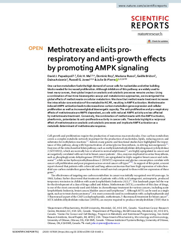 (PDF) Methotrexate elicits pro-respiratory and anti-growth effects by ...