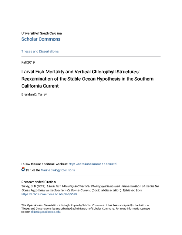 (PDF) Larval Fish Mortality and Vertical Chlorophyll Structures ...