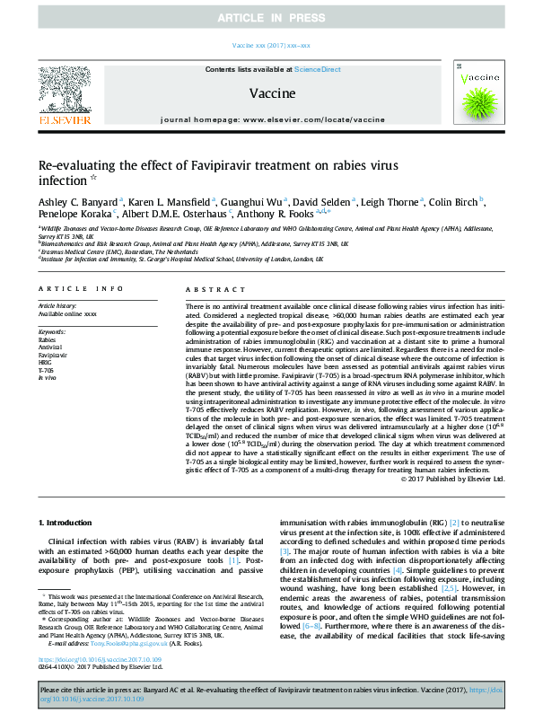 (PDF) Re-evaluating the effect of Favipiravir treatment on rabies virus ...