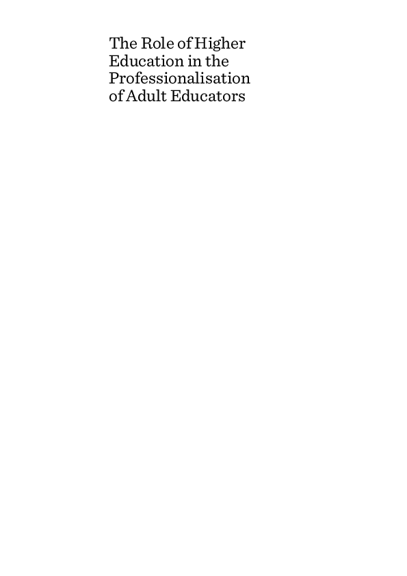 (PDF) The Role of Higher Education in the Professionalisation of Adult ...