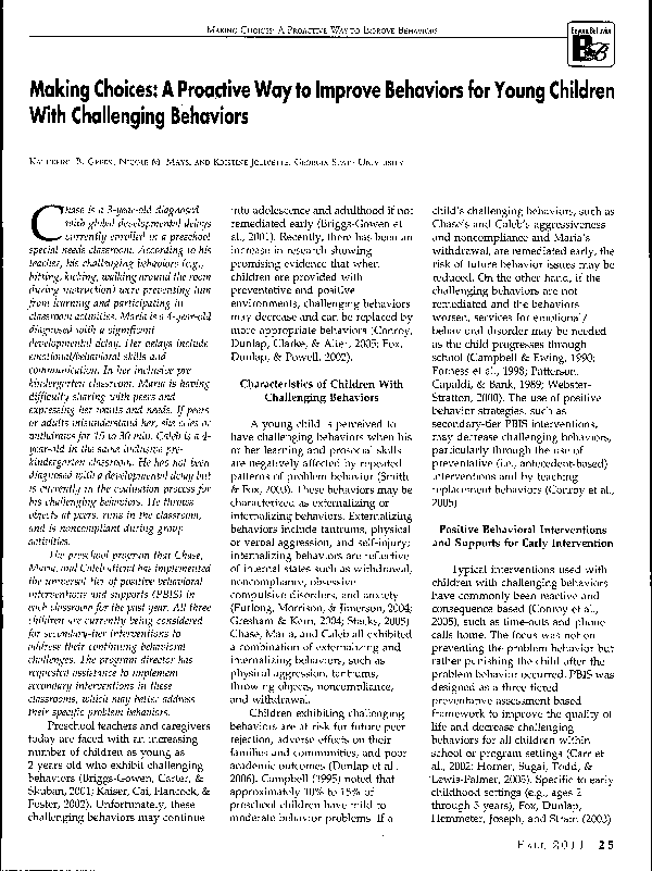 (PDF) Making Choices: A Proactive Way to Improve Behaviors for Young ...
