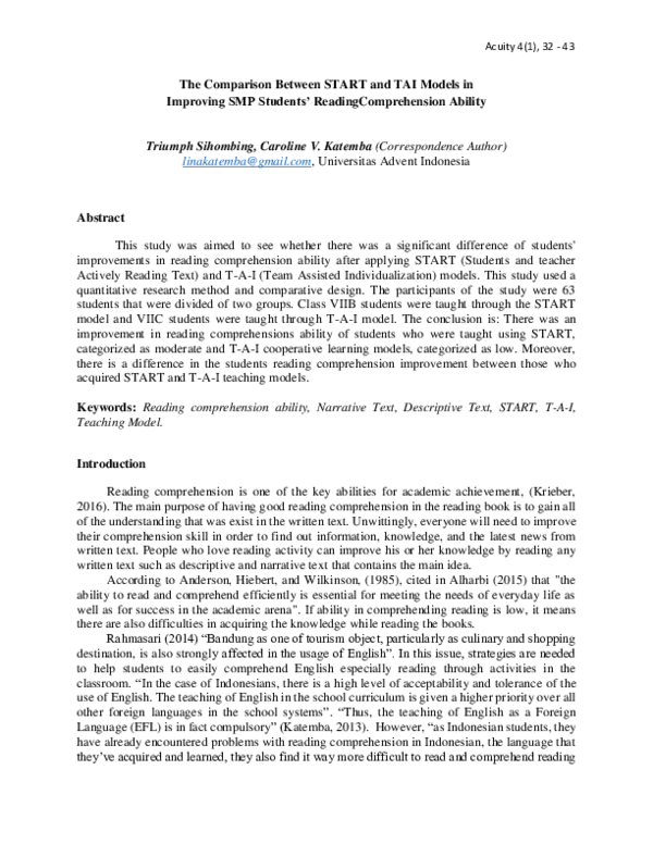(PDF) The Comparison Between START and TAI Models in Improving SMP ...