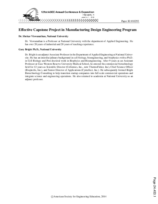 (PDF) Effective Capstone Project in Manufacturing Design Engineering