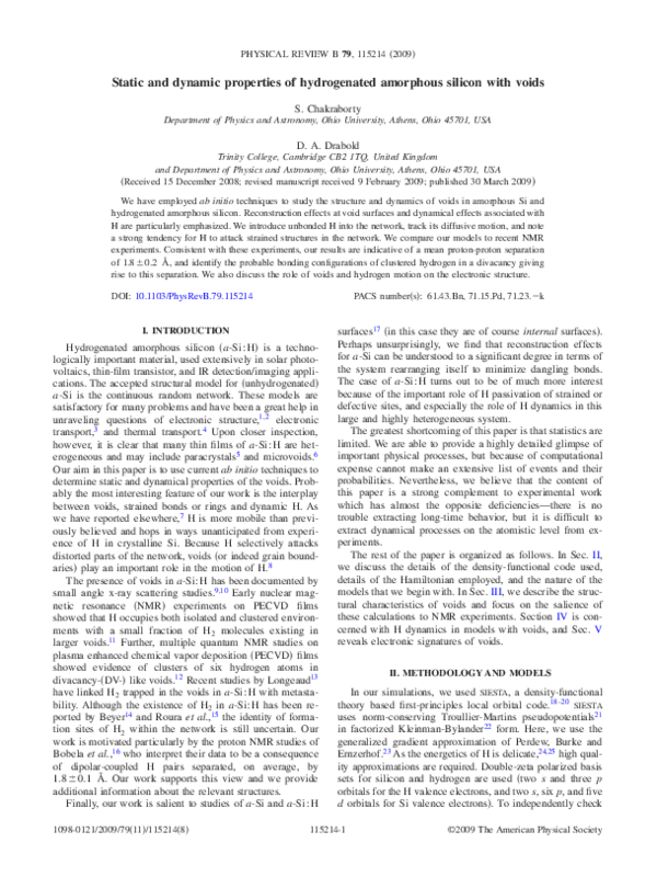 (PDF) Static and dynamic properties of hydrogenated amorphous silicon ...