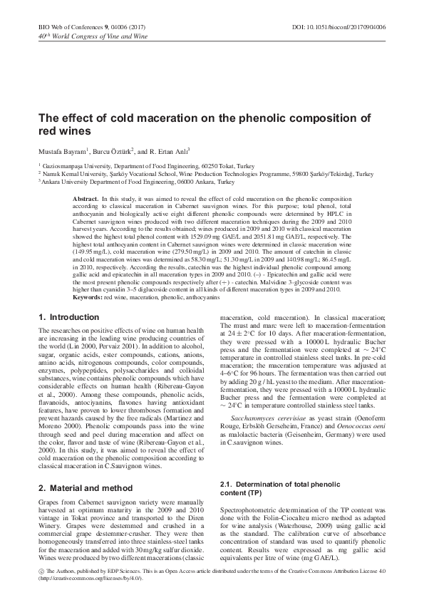(PDF) The effect of cold maceration on the phenolic composition of red ...