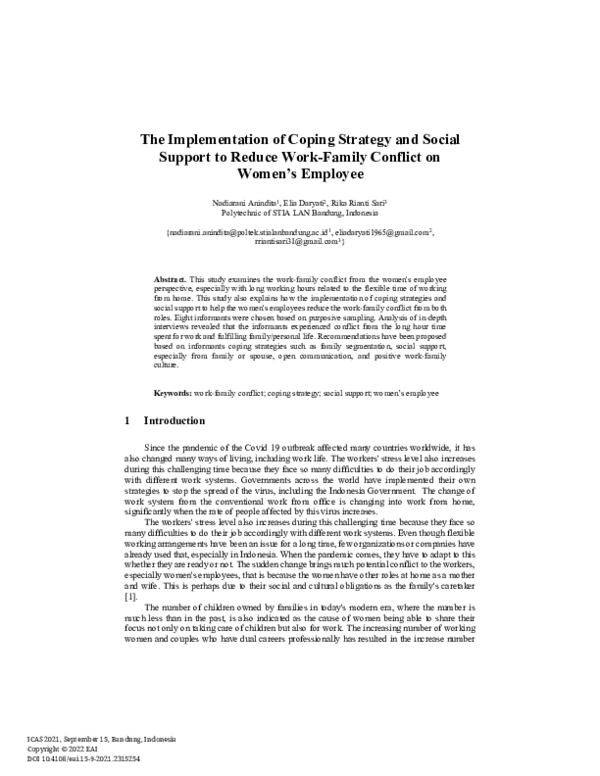 (PDF) The Implementation of Coping Strategy and Social Support to ...