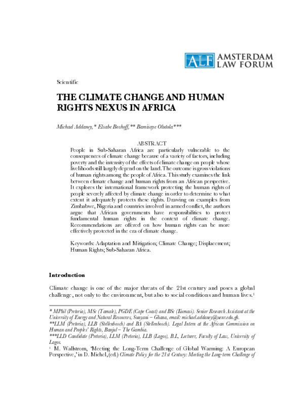(PDF) The Climate Change and Human Rights Nexus in Africa