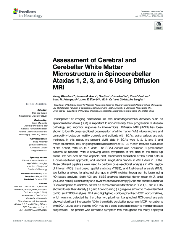 (PDF) Assessment of Cerebral and Cerebellar White Matter Microstructure ...