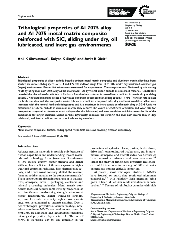(PDF) Tribological properties of Al 7075 alloy and Al 7075 metal matrix ...