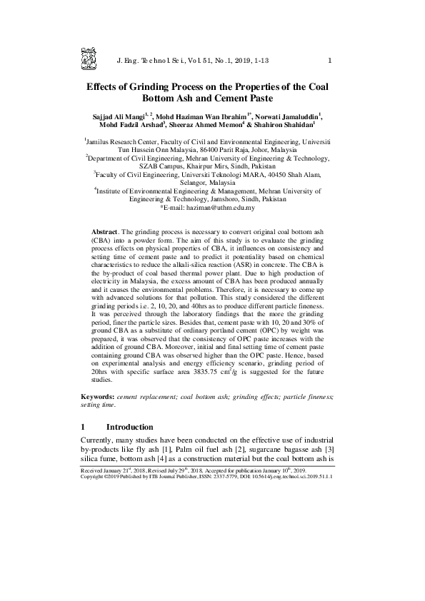 (PDF) Effects of Grinding Process on the Properties of the Coal Bottom ...